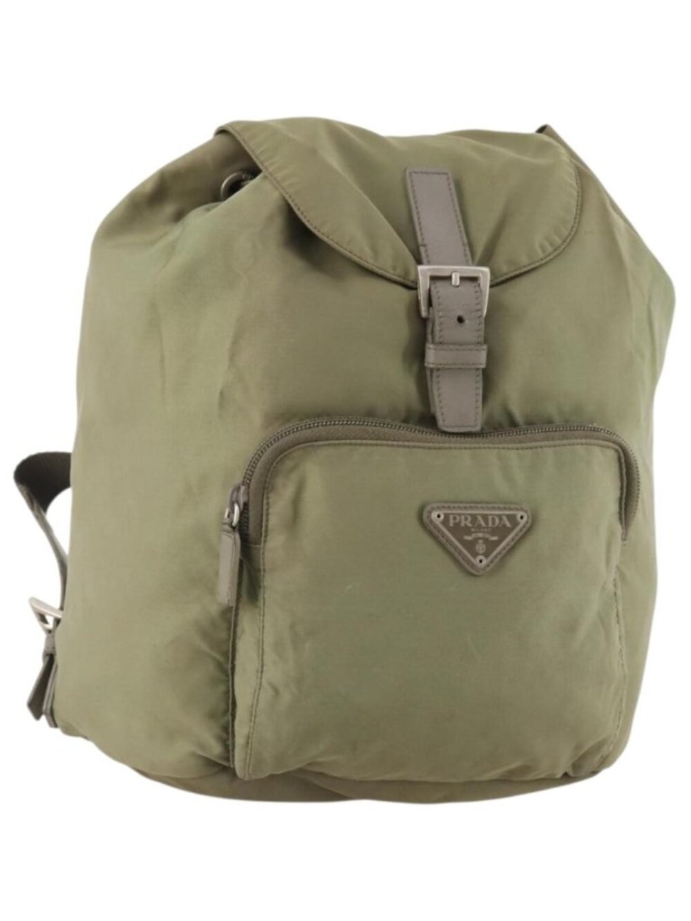 PRADA Backpack Nylon Beige Silver